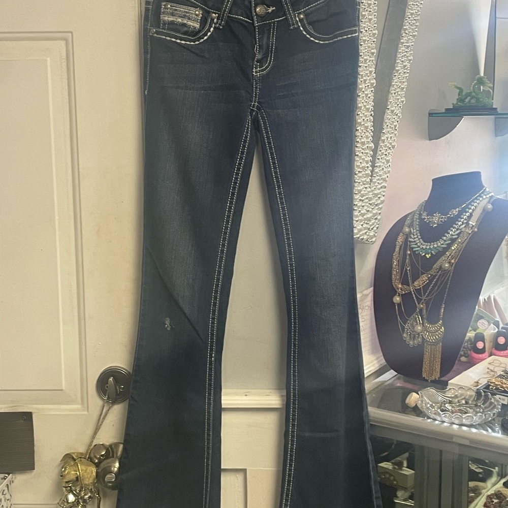 Soundgirl Blue Flare Wide Leg Jeans